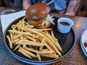 Vegan 'chicken' burger at Turing Tap in Manchester