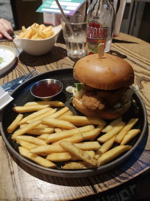 Chicken burger at Turing Tap in Manchester