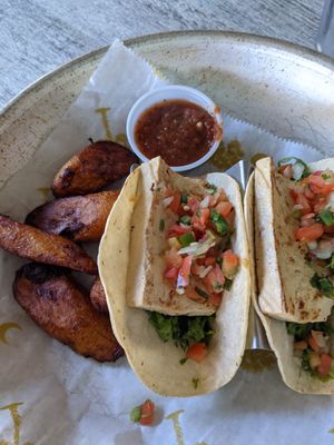 Tofu tacos w plantains at The Sandbar Beach Eats in Hilton Head Island
