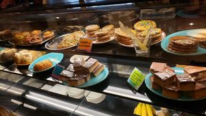 Bakery case. Normally has at least two vegan baked goods such as scotcheroo and a cookie. at Wussow's Concert Cafe in Duluth