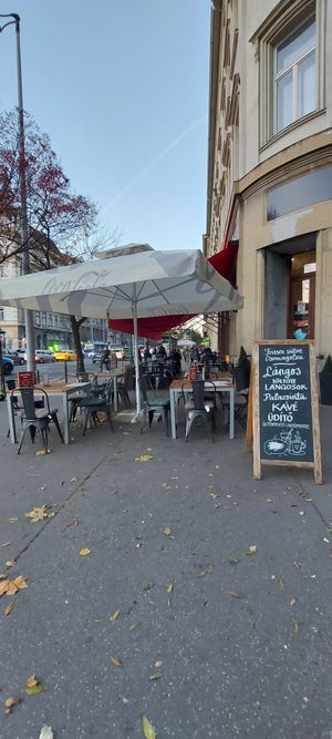 Outside seating at Retró Lángos Budapest in Budapest