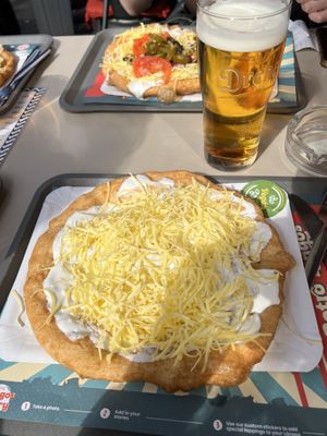 Vegan Plain and a pint  at Retró Lángos Budapest in Budapest