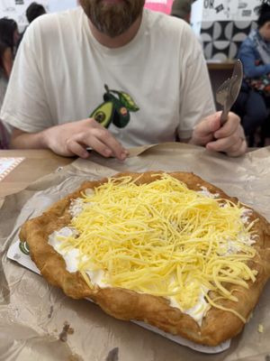 Cheese & sour cream langos   at Retró Lángos Budapest in Budapest