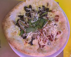 Half Tartufi / Half Carbonara  at Freedom Pizza in Madrid