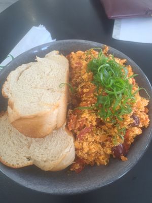 Italian tofu scramble at Somewhere Over Coffee in Rainbow Beach