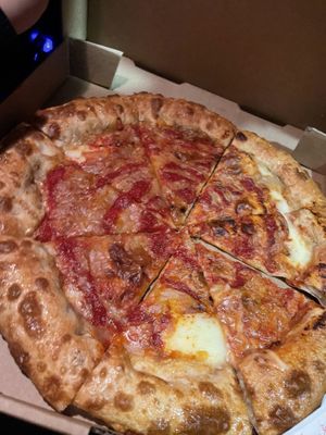 OG Pizza with stuffed crust   at Meek's Vegan Pizza in Houston