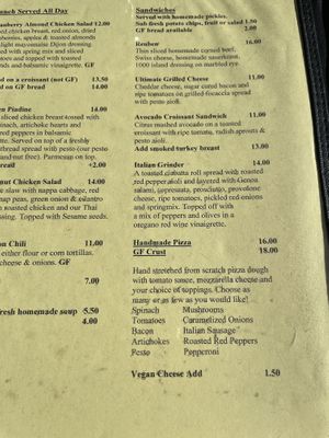 The pizza choices   at The Oracle Patio Cafe and Market in Oracle