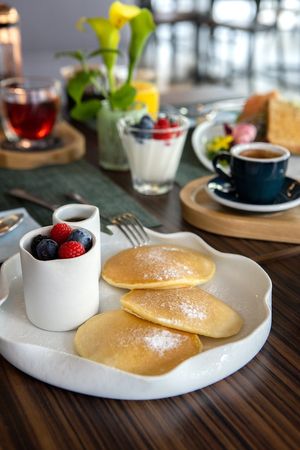 Isolino Saturday's Brunch with Vegan Pan Cake and fresh home made jam  at Isolino Ristorante Wine Bar in Locarno