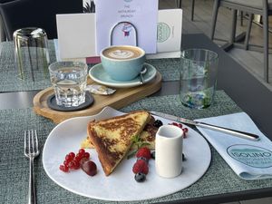 New entry for daily breakfast and saturday bruch: French Toast with fresh berries and maple syrup (vegetarian or vegan) and Cappuccino Latte Art with 5 differenti kind of milk)  at Isolino Ristorante Wine Bar in Locarno
