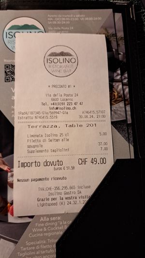  at Isolino Ristorante Wine Bar in Locarno