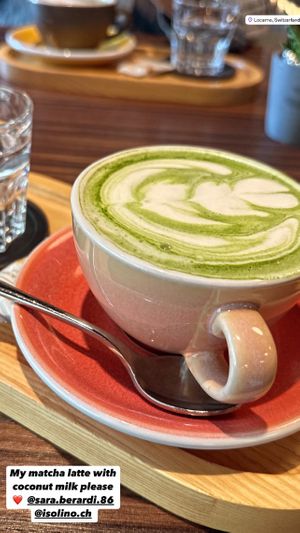 Coconut-milk -Matcha-Capouccino at Isolino Ristorante Wine Bar in Locarno