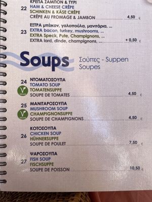 Labeled vegan options at Avra Cafe Bar & Food in Crete