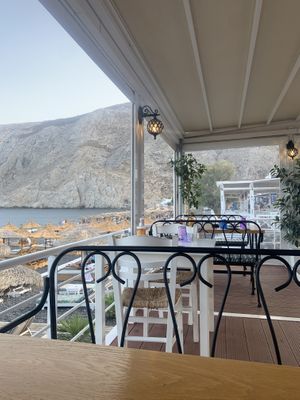 sitting area at Poseidon in Santorini