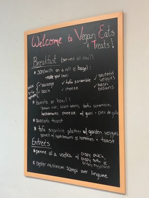 Menu on day 2  at Vegan Eats and Treats Cafe in Glen Rock