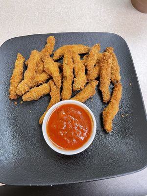 Fried calamari   at Vegan Eats and Treats Cafe in Glen Rock