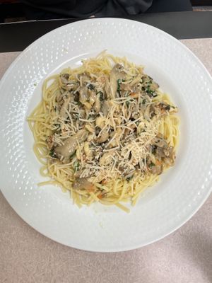 mushroom scampi  at Vegan Eats and Treats Cafe in Glen Rock