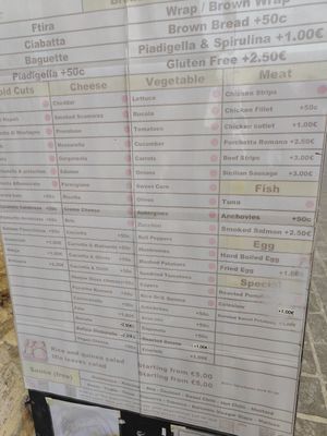 Make your own sandwich menu, 3 red dots are included at The Submarine - Maybe closed in Valletta
