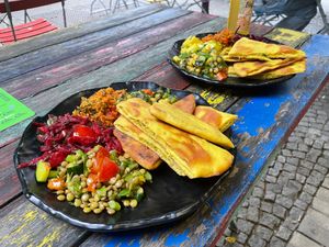 Gözleme with different Salads at Kiez Vegan - Körtestraße in Berlin