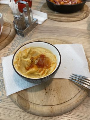Fasole bătute (beans in a humus like fashion) at La plăcinte in Bucharest