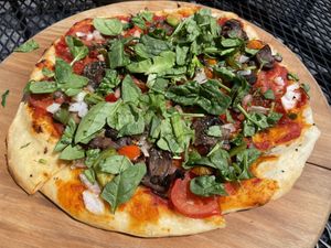 Vegan pizza  at Crazie Daisy's - Garden Cafe in Camillus