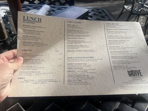 Menu  at The Nose Dive in Greenville