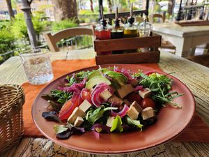 Vegan Salad with smoked tofu at Gostilnica Pizzeria Gust in Izola