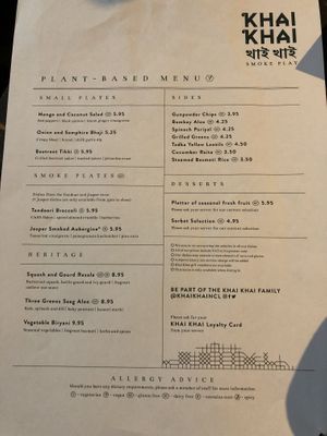 Vegan menu Sept 2021 at Khai Khai in Newcastle Upon Tyne