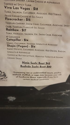 Menu with vegan options at Lotus Lounge in Flagstaff