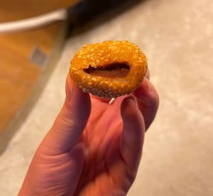 inside sesame balls (Mama Made Thai)  at Liberty Public Market in San Diego