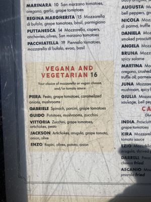And vegan pizza options  at Garage Buona Forchetta in Coronado
