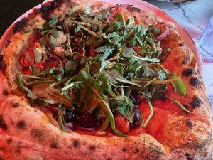 Jackson vegan pizza + tomato sauce   at Garage Buona Forchetta in Coronado