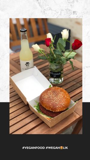 Burak burger and Hipster drink 100% natural drink  at Wegaholik in Warsaw