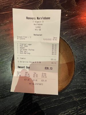 Beer was very good too!  at Hoppers - Marylebone in London