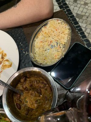 kidneybean curry with spiced rice   at Clay Oven in Albufeira