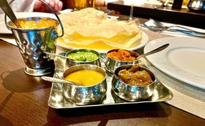 Poppadum and pickle tray €6  at Clay Oven in Albufeira