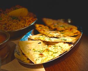 Kulcha Naan (potato and spices filling) €4.50  at Clay Oven in Albufeira