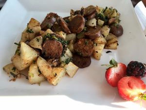 Vegan Breakfast Hash at Huron House Bed and Breakfast in Oscoda