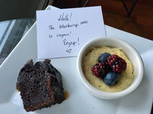 Vegan Blueberry Cake at Huron House Bed and Breakfast in Oscoda