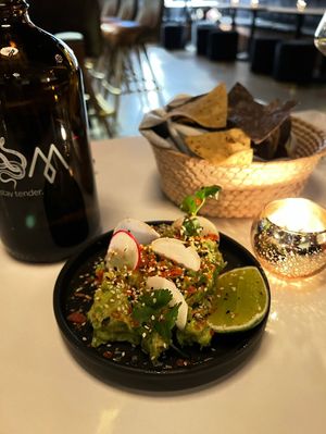 Sueño’s guac and chips is also available at the bar/ lounge downstairs, Tender Mercy!   at Sueño in Dayton