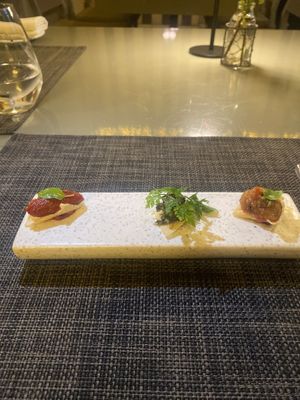 Amuse bouche   at Aleria Restaurant in Athens