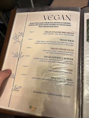 Vegan menu  at Beat in Tenerife