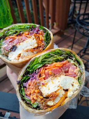 Buffalo tofu wrap with ranch. at Wildflower Vegan Café in Millville