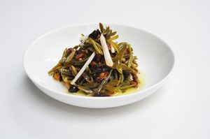 Rock Samphire with Cranberries 
Pickled rock samphire, cranberries, cucumber, walnuts (Vegan)  at Nevale Mutfak in Istanbul