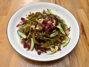 Rock Samphire with Cranberries 
Pickled rock samphire, cranberries, radish, walnuts (Vegan) at Nevale Mutfak in Istanbul