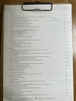 Meze menu  at Nevale Mutfak in Istanbul