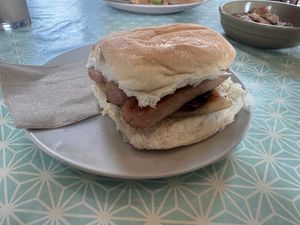 Vegan sausage, mushroom and tattie scone. Had vegan spread too!   at The Aurrie in Lower Largo