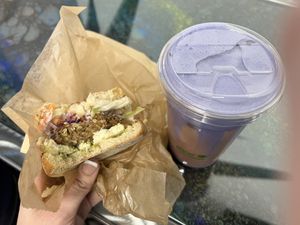 Breakfast sandwhich with tofu and veg sausage  at Steep Tea Company in Phoenix
