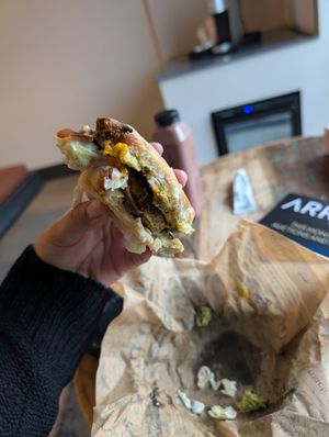 Deluxe sandy with a big bite taken out. So good! at Steep Tea Company in Phoenix