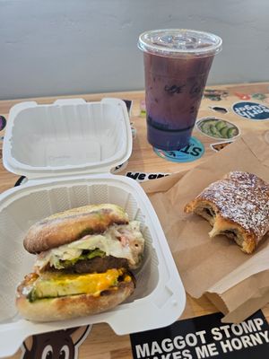 Deluxe Sammy, latte, chocolate croissant at Steep Tea Company in Phoenix