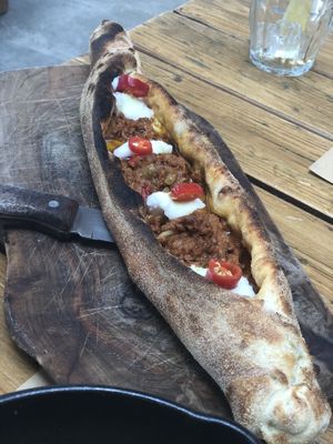 Peinirli vegan (beyond meat, vegan cheese and cream cheese)  at Ergon Agora in Thessaloniki